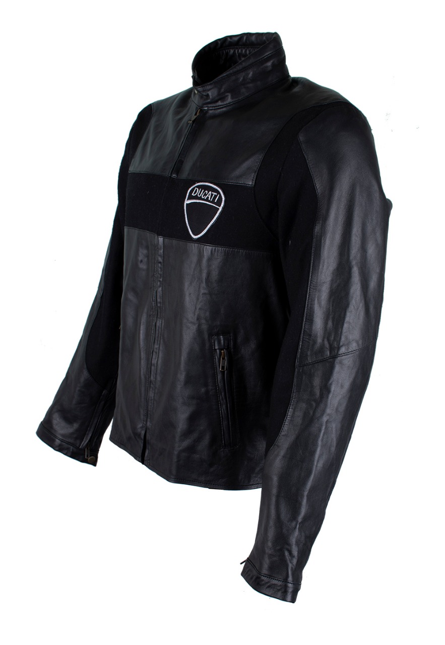 Men's Official Ducati Black Leather and Textile Motorcycle Jacket