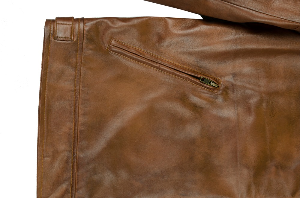 Men's Vintage Brown Distressed Leather Café Racer Jacket with Quilted Shoulders