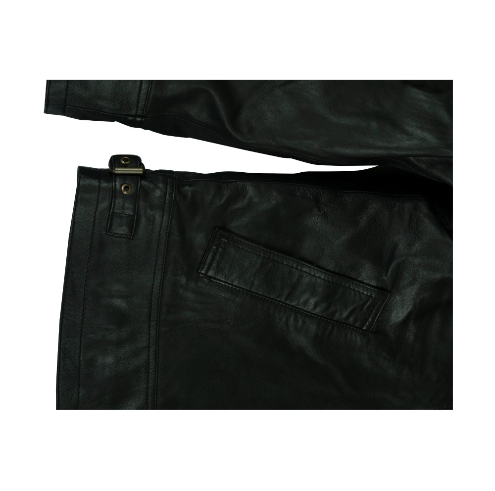 Men's Black Sheepskin Biker Jacket - White Shearling Lined Moto-Style Leather Coat