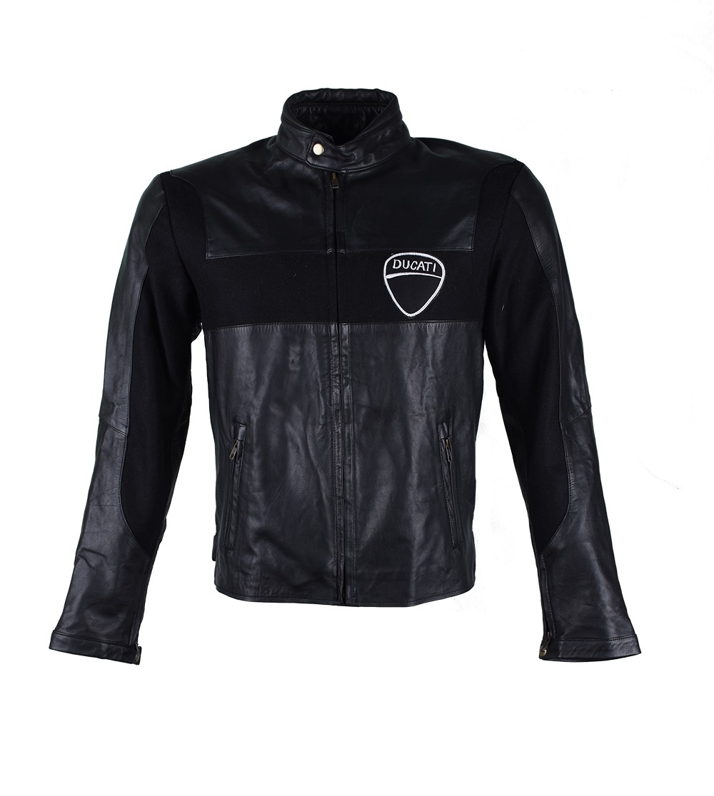 Men's Official Ducati Black Leather and Textile Motorcycle Jacket