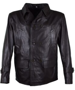Men's Classic Double-Breasted Black Leather Jacket