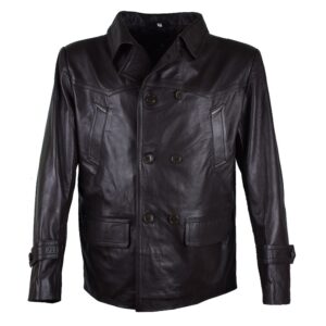 Men's Classic Double-Breasted Black Leather Jacket