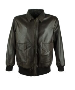 Men's Classic Dark Brown A-2 Leather Bomber Flight Jacket