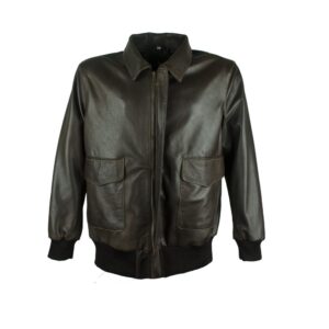 Men's Classic Dark Brown A-2 Leather Bomber Flight Jacket
