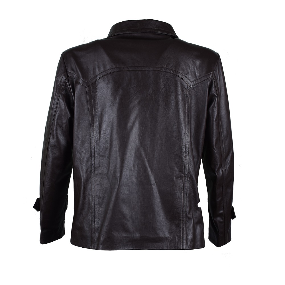 Men's Classic Double-Breasted Black Leather Jacket