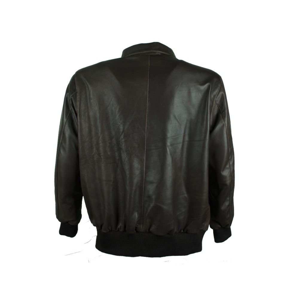 Men's Classic Dark Brown A-2 Leather Bomber Flight Jacket