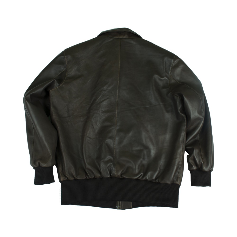 Men's Classic Dark Brown A-2 Leather Bomber Flight Jacket