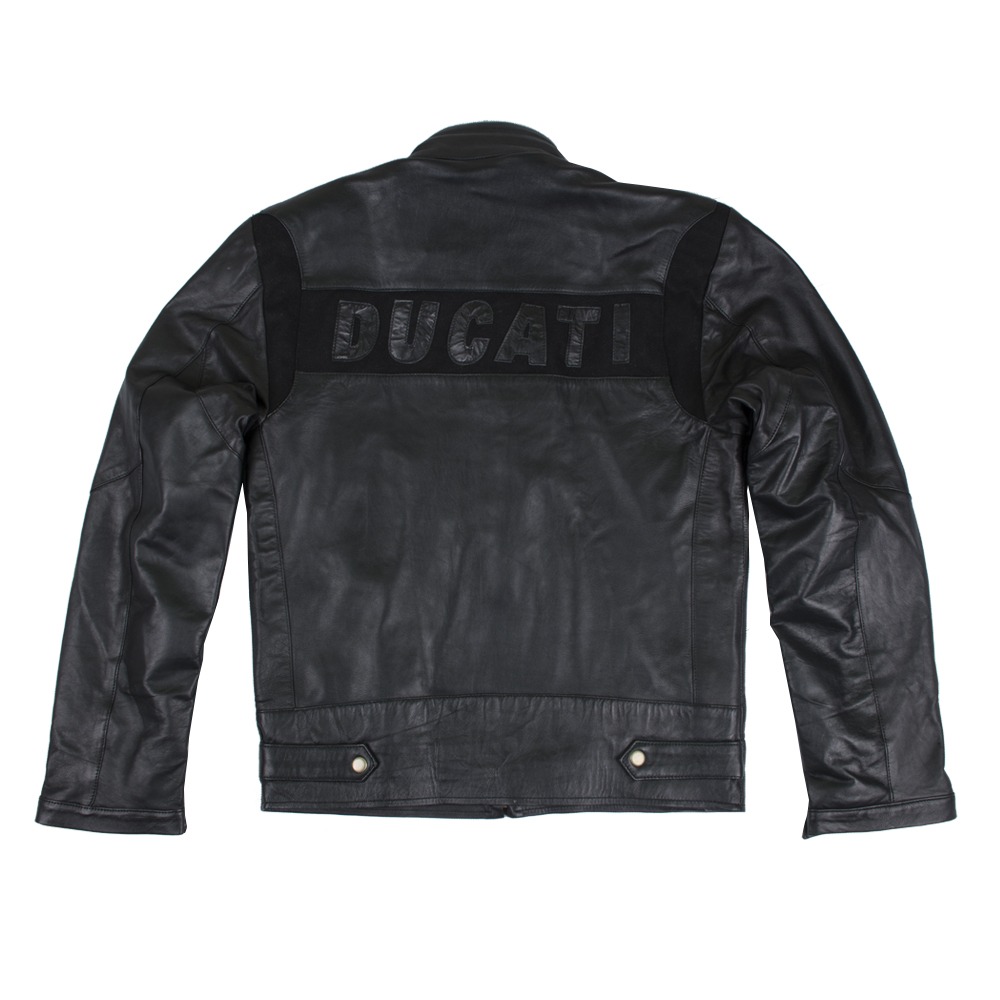 Men's Official Ducati Black Leather and Textile Motorcycle Jacket