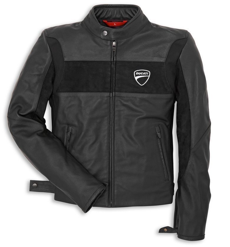 Men's Official Ducati Black Leather and Textile Motorcycle Jacket
